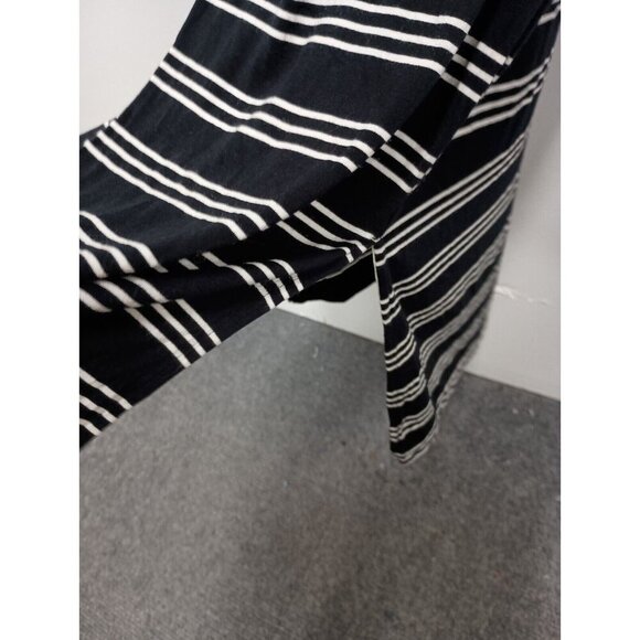 Banana Republic Womens T-Shirt Maxi Dress Large Black White Stripes Side Slit - Picture 3 of 11